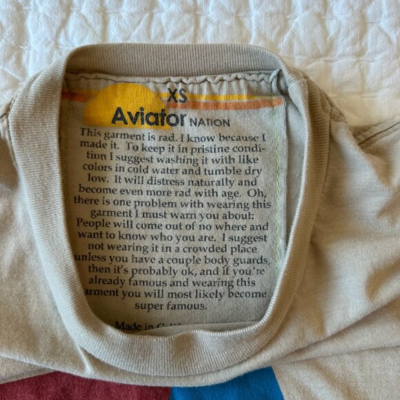 Aviator Nation Beige T-Shirt with Stripes - Picture 3 of 3